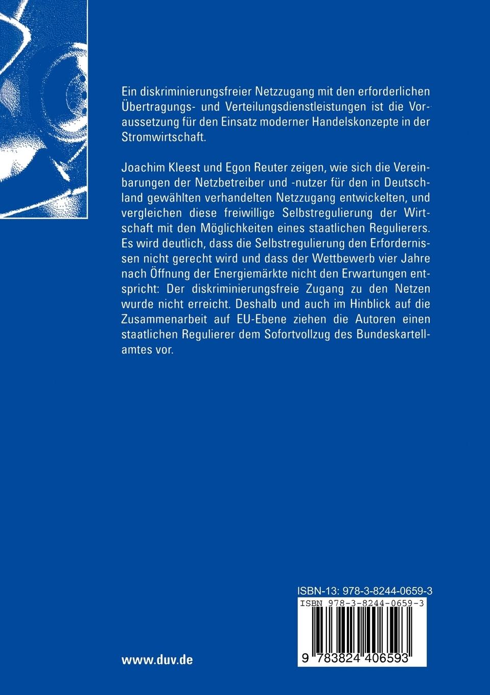 Rückseitencover Netzzugang im liberalisierten Strommarkt