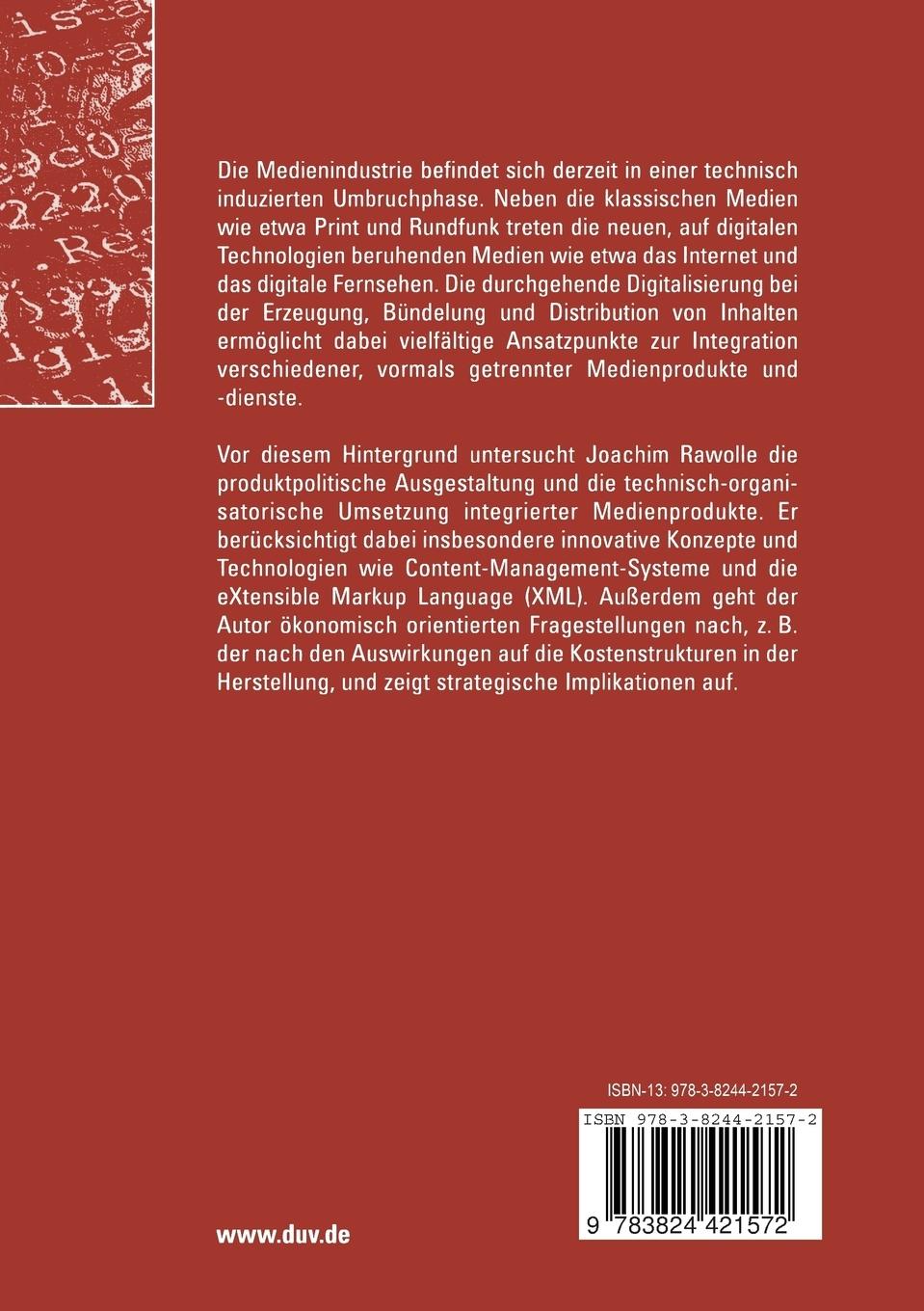 Rückseitencover Content Management integrierter Medienprodukte