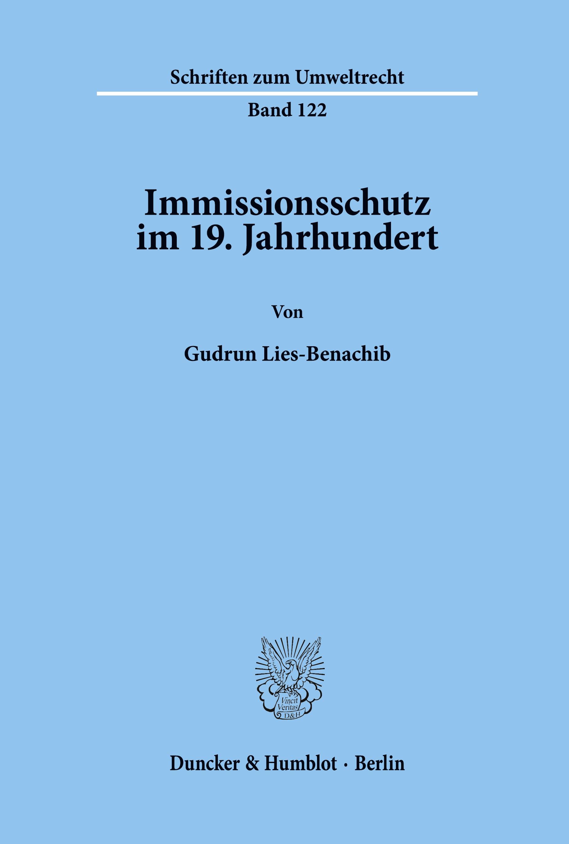 Vorderes Coverbild Immissionsschutz im 19. Jahrhundert.