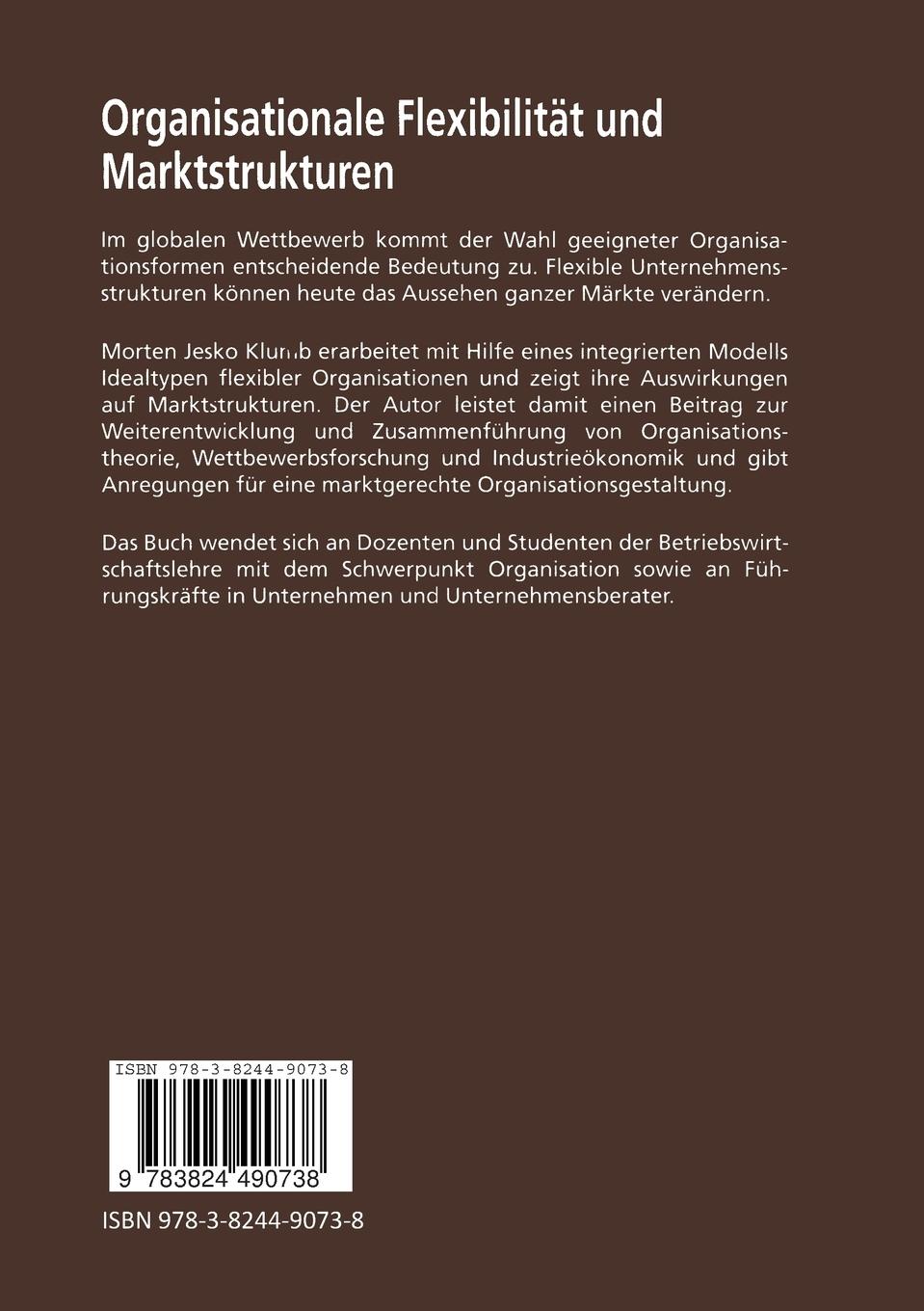 Rückseitencover Organisationale Flexibilität und Marktstrukturen