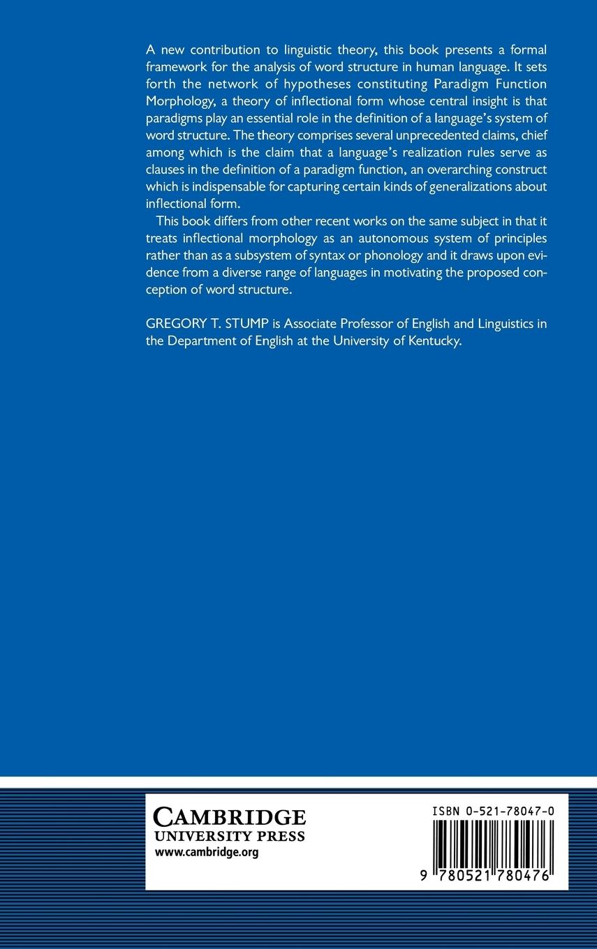 Rückseitencover Inflectional Morphology