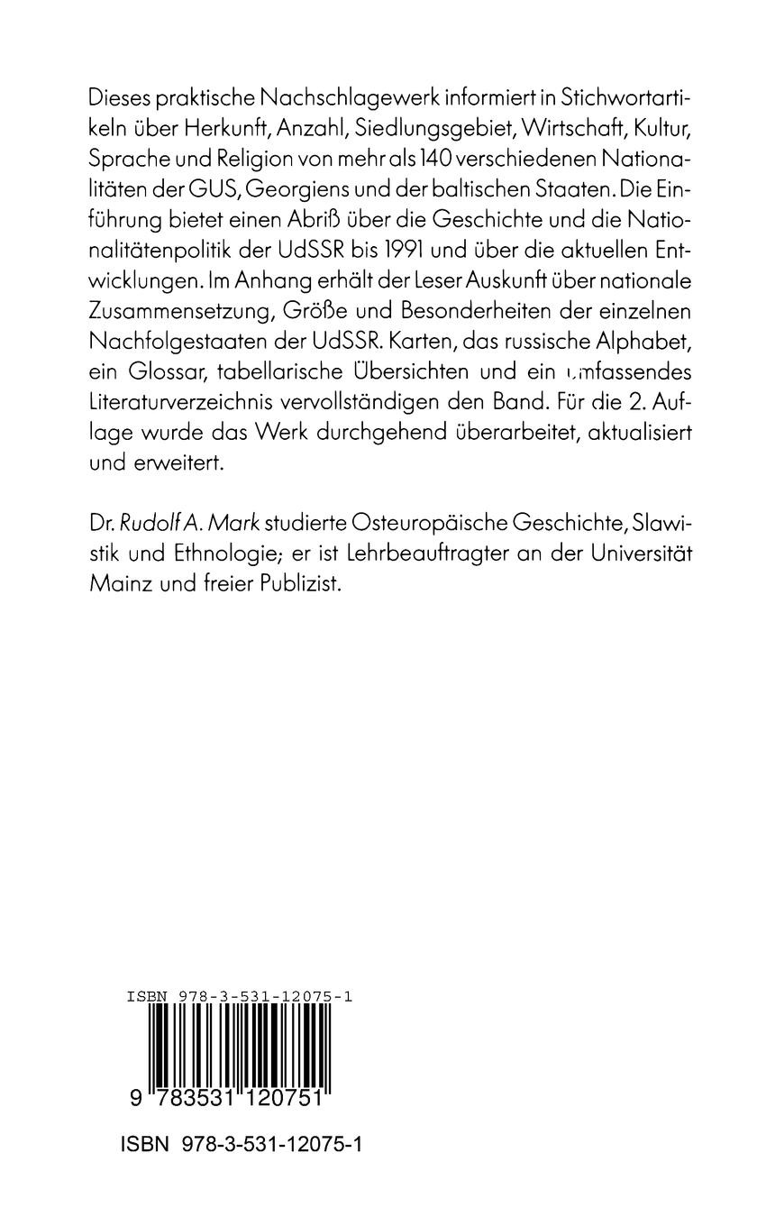 Rückseitencover Die Völker der ehemaligen Sowjetunion