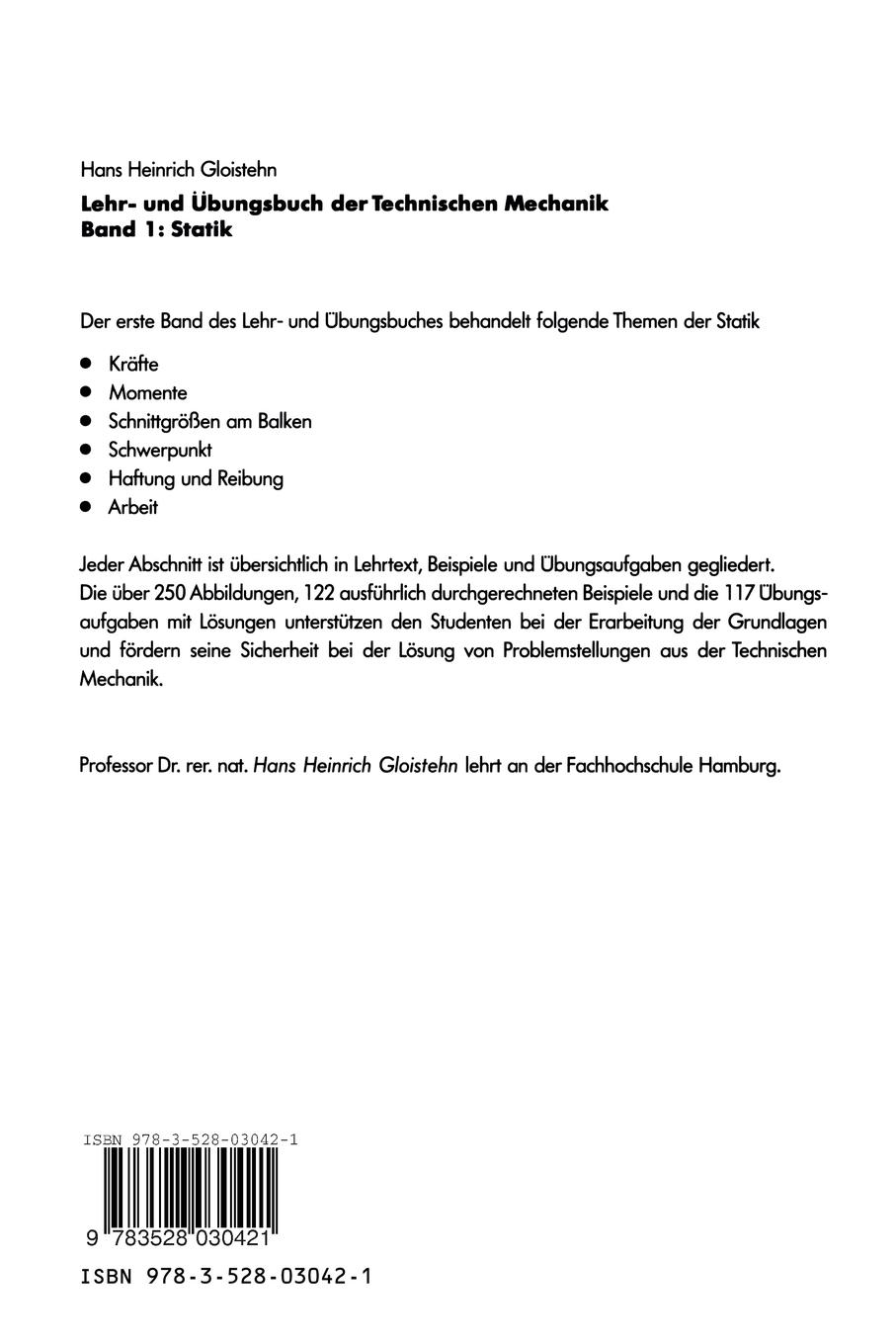 Rückseitencover Lehr- und Übungsbuch der Technischen Mechanik