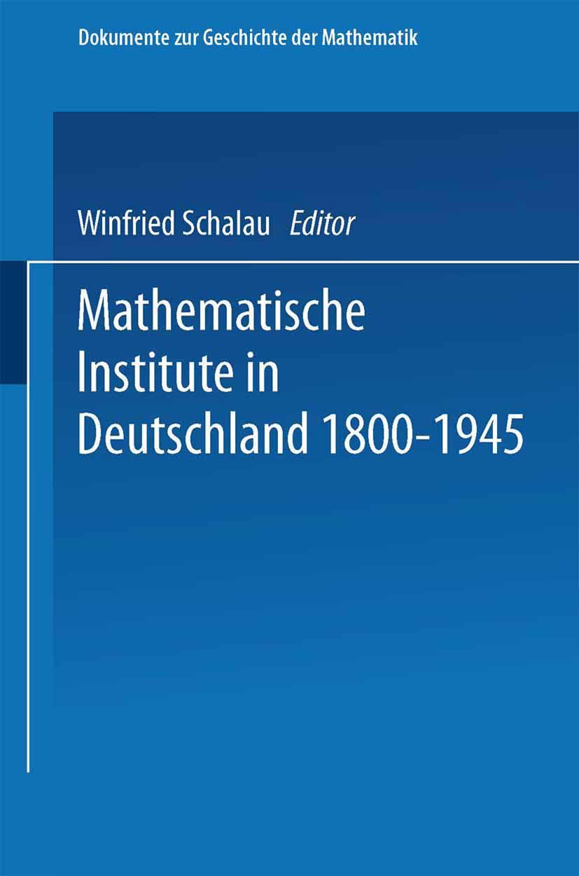 Vorderes Coverbild Mathematische Institute in Deutschland 1800-1945