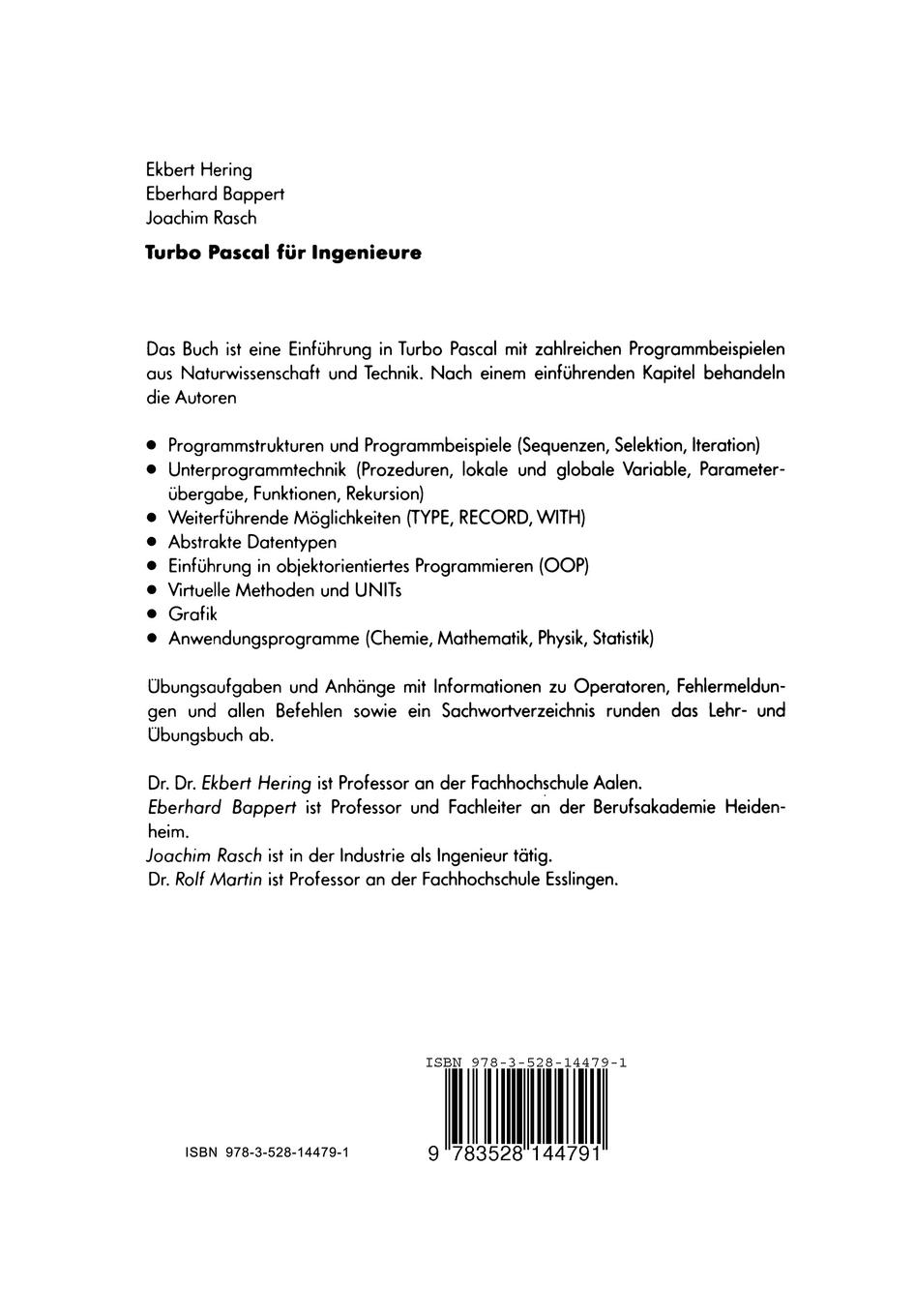 Rückseitencover Turbo-Pascal für Ingenieure