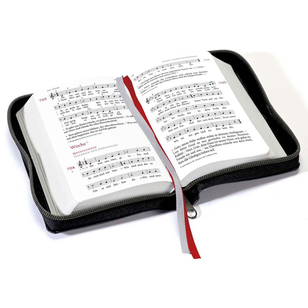 Beispielinhalt (Bild) Gotteslob Taschenausgabe Region Ost. Cabra-Leder rot mit Reißverschluss