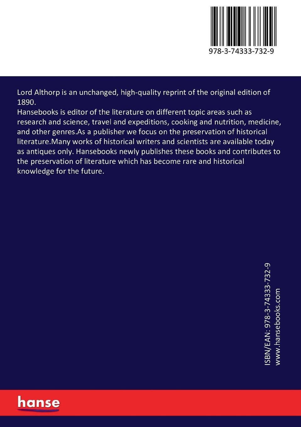 Rückseitencover Lord Althorp