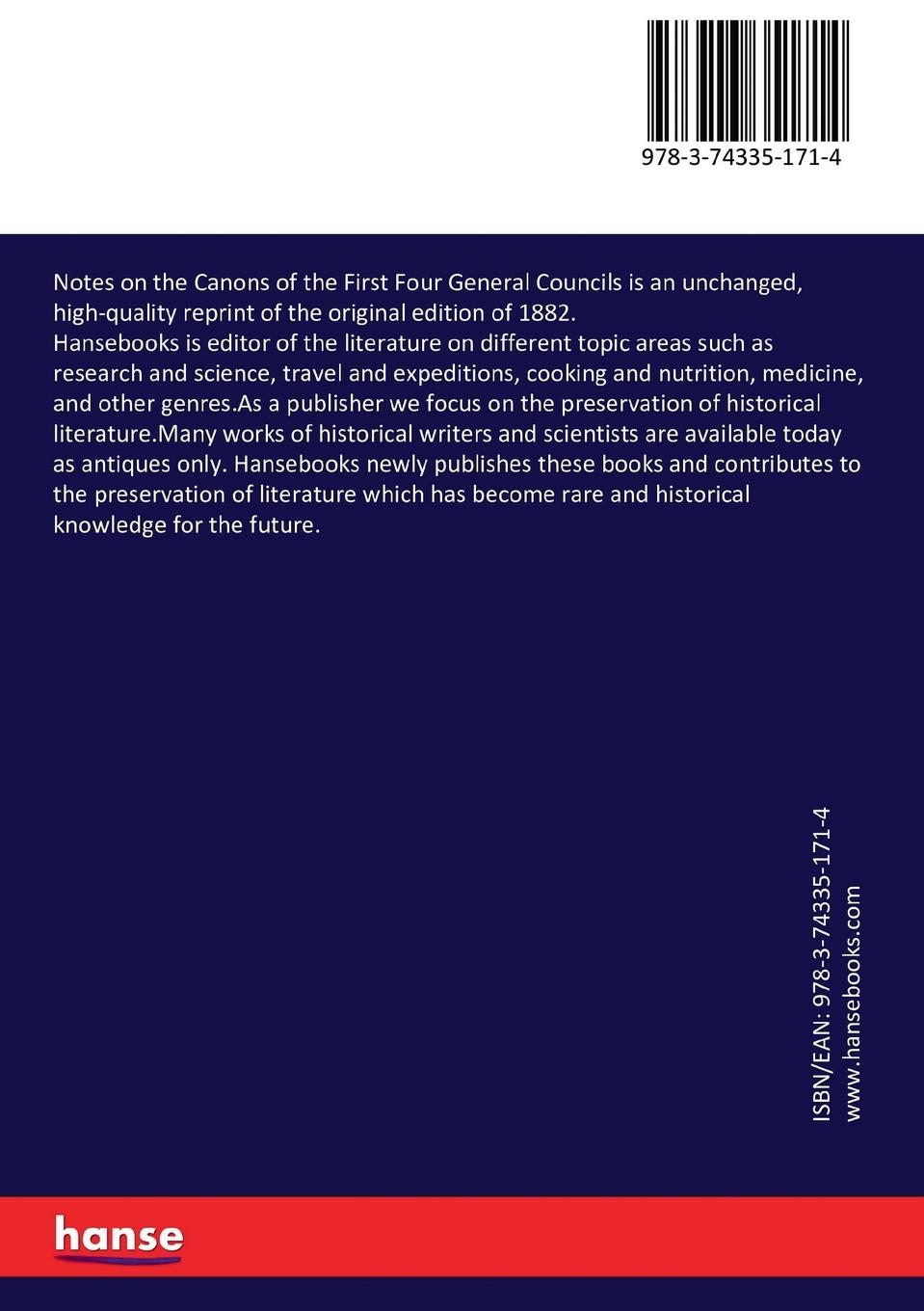 Rückseitencover Notes on the Canons of the First Four General Councils