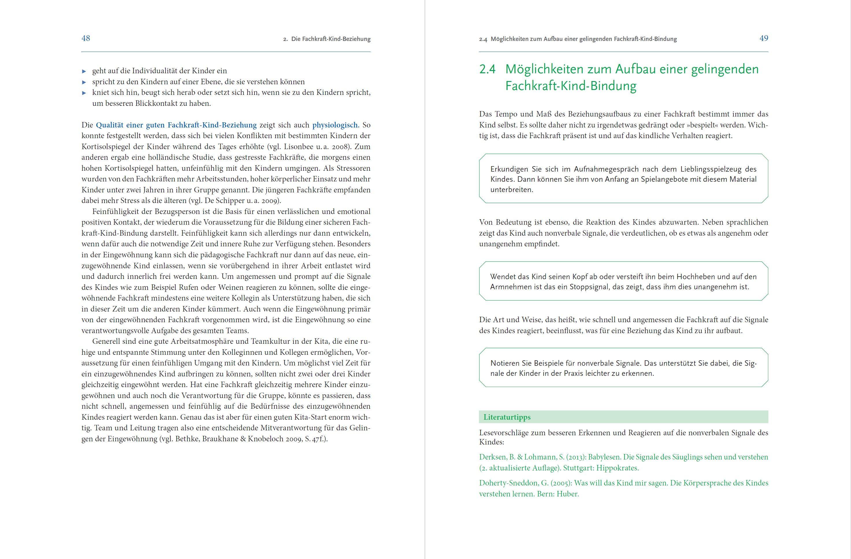 Beispielinhalt (Bild) Eingewöhnung und Beziehungsaufbau in Krippe und Kita