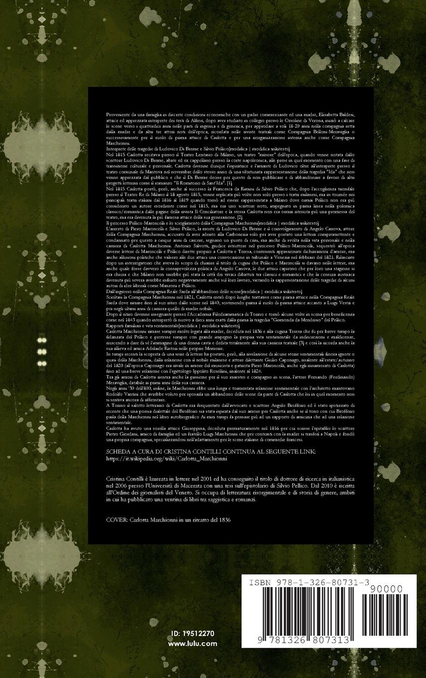 Rückseitencover Carlotta Marchionni attrice del Risorgimento