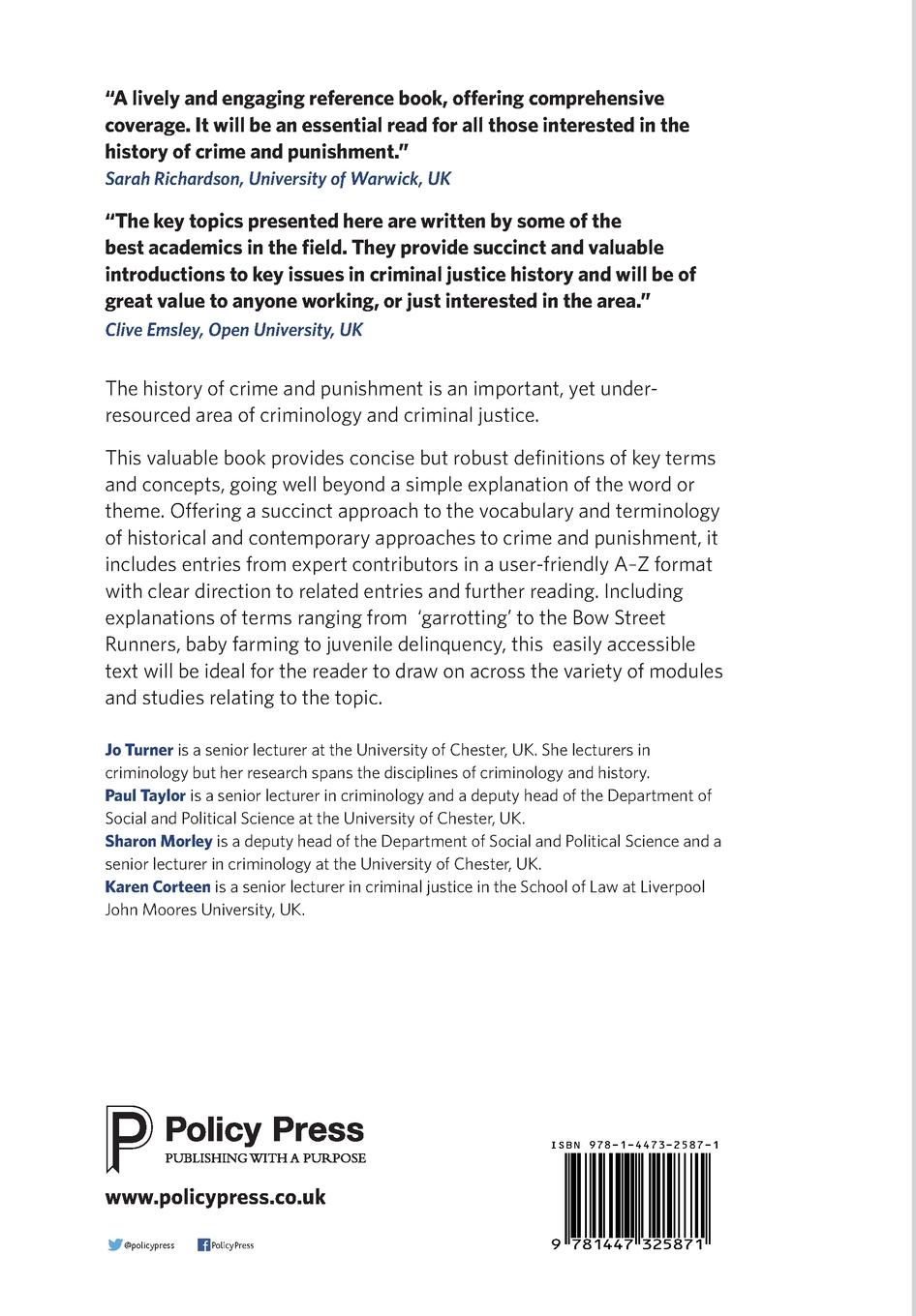 Rückseitencover A Companion to the History of Crime and Criminal Justice