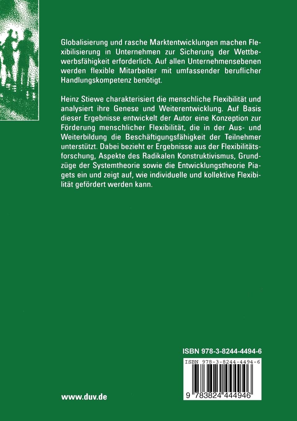 Rückseitencover Die Förderung menschlicher Flexibilität in modernen Arbeitsstrukturen