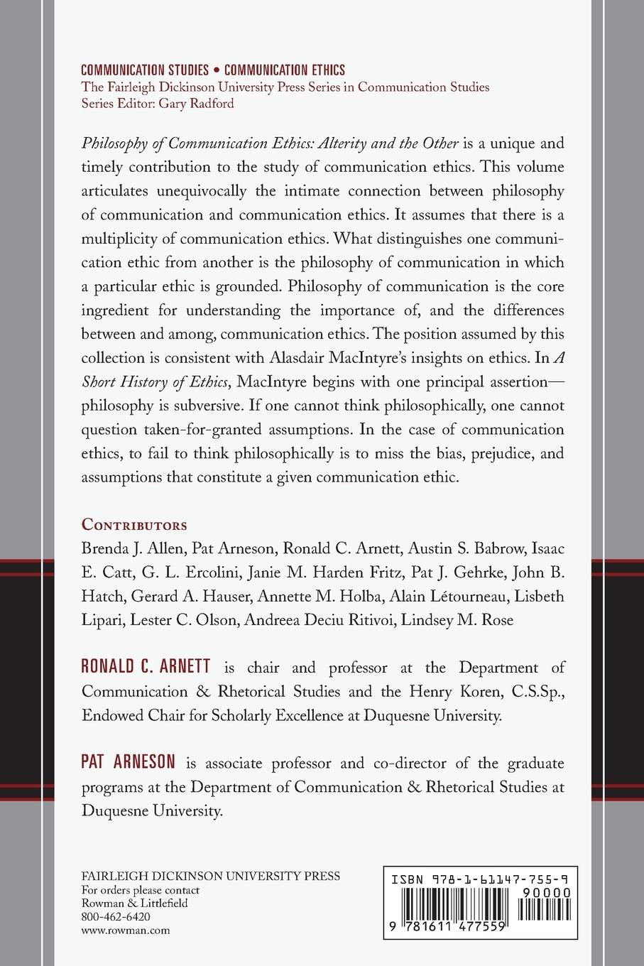 Rückseitencover Philosophy of Communication Ethics