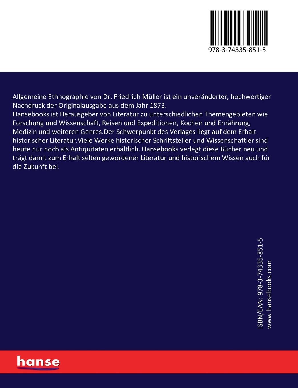 Rückseitencover Allgemeine Ethnographie von Dr. Friedrich Müller