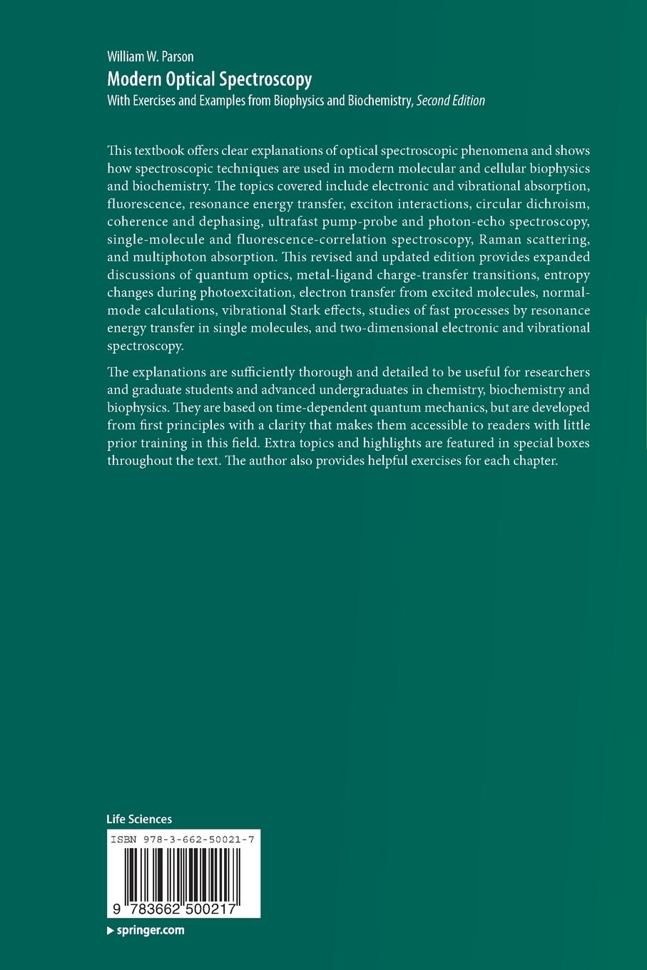 Rückseitencover Modern Optical Spectroscopy