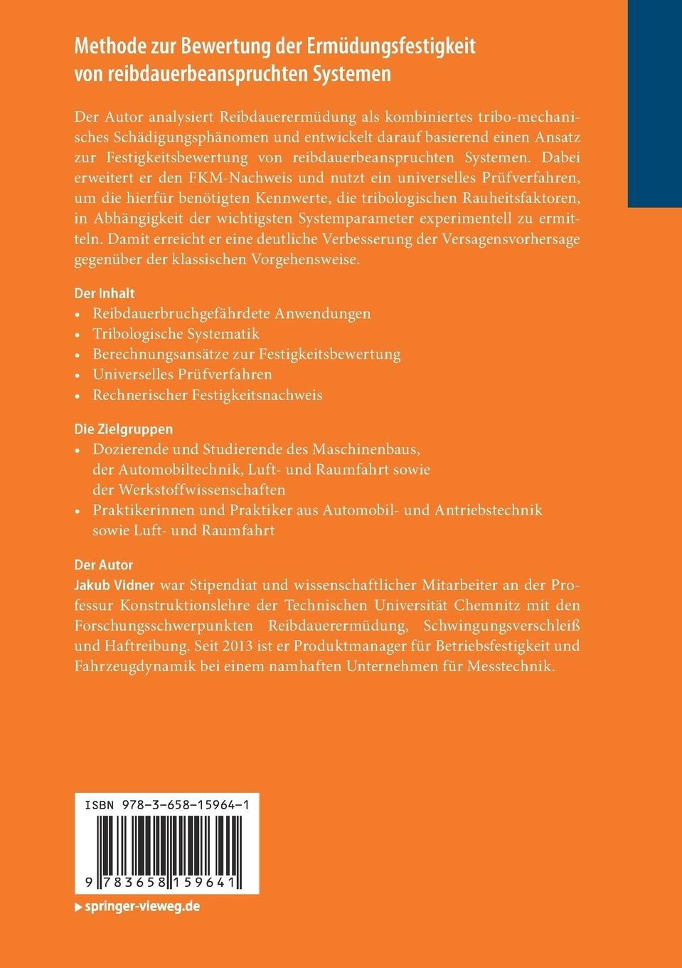 Rückseitencover Methode zur Bewertung der Ermüdungsfestigkeit von reibdauerbeanspruchten Systemen