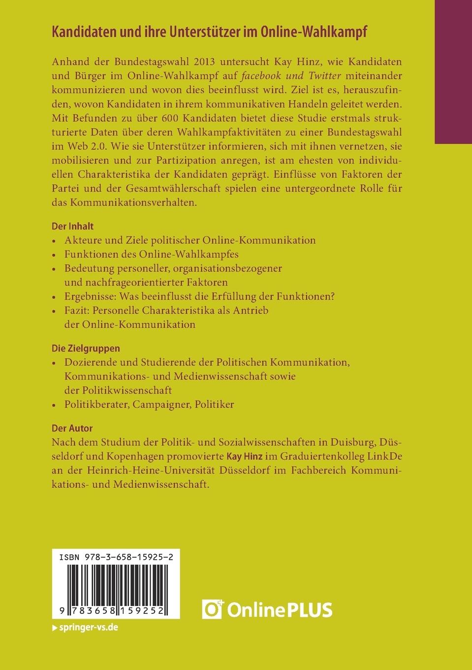 Rückseitencover Kandidaten und ihre Unterstützer im Online-Wahlkampf