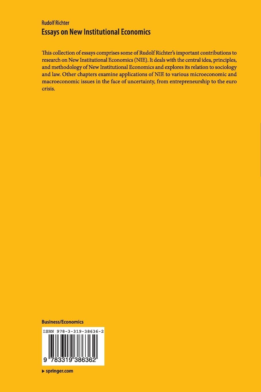 Rückseitencover Essays on New Institutional Economics