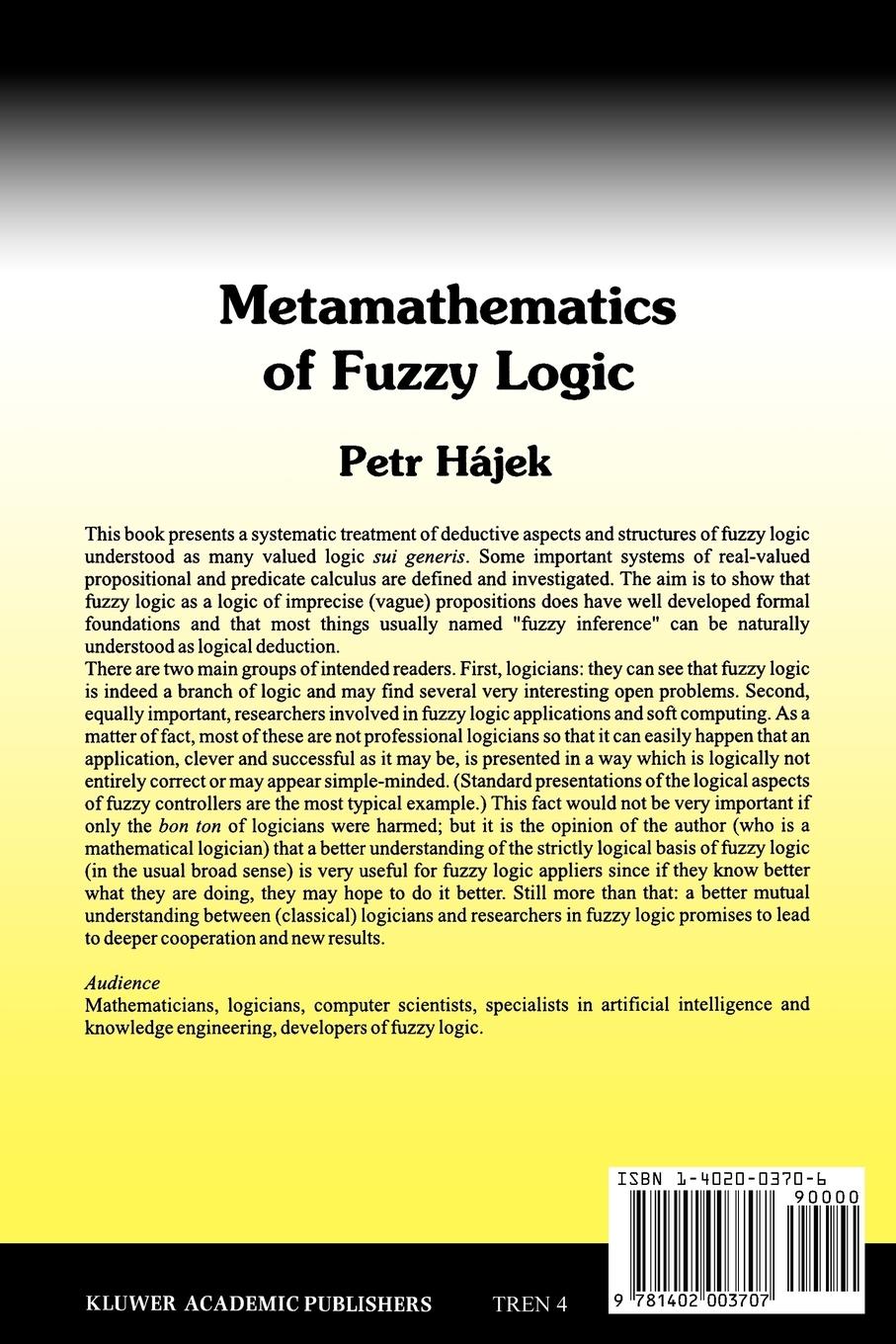 Rückseitencover Metamathematics of Fuzzy Logic