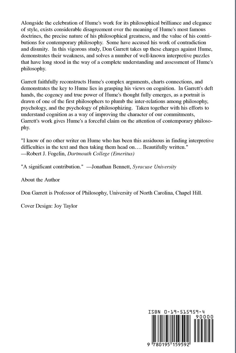 Rückseitencover Cognition and Commitment in Hume's Philosophy