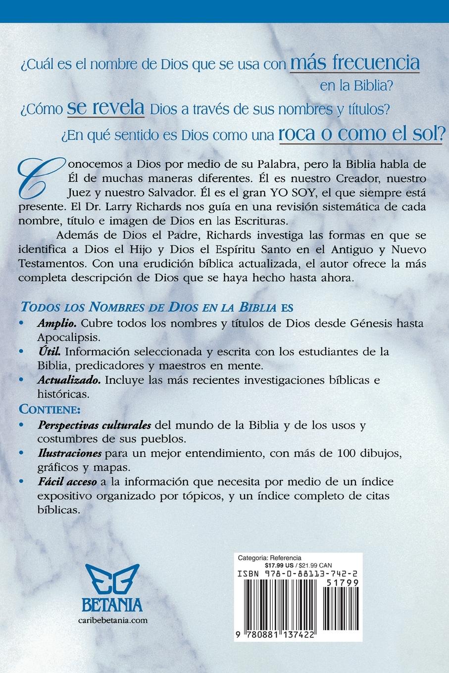 Rückseitencover Todos Los Nombres de Dios En La Biblia = Every Name of God in the Bible