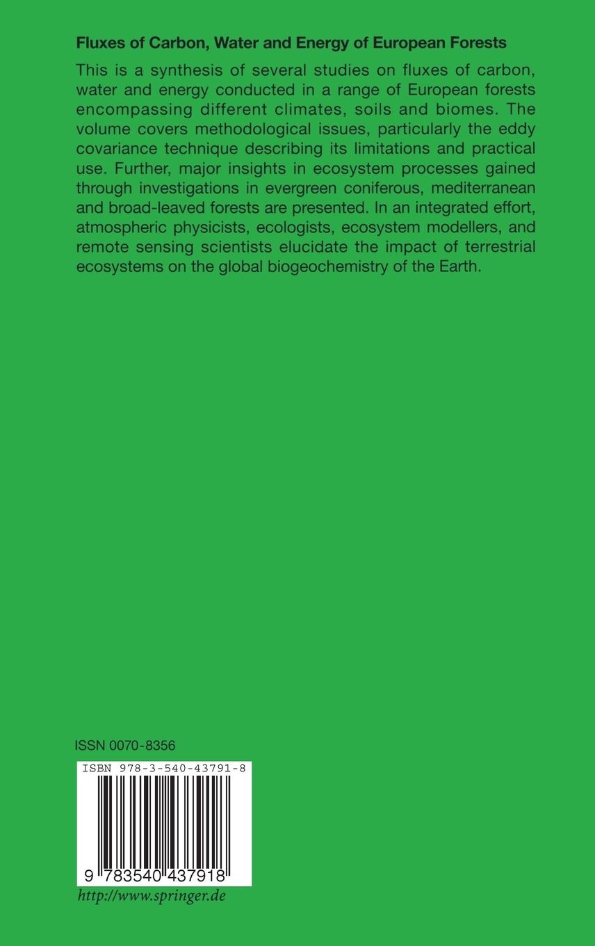 Rückseitencover Fluxes of Carbon, Water and Energy of European Forests
