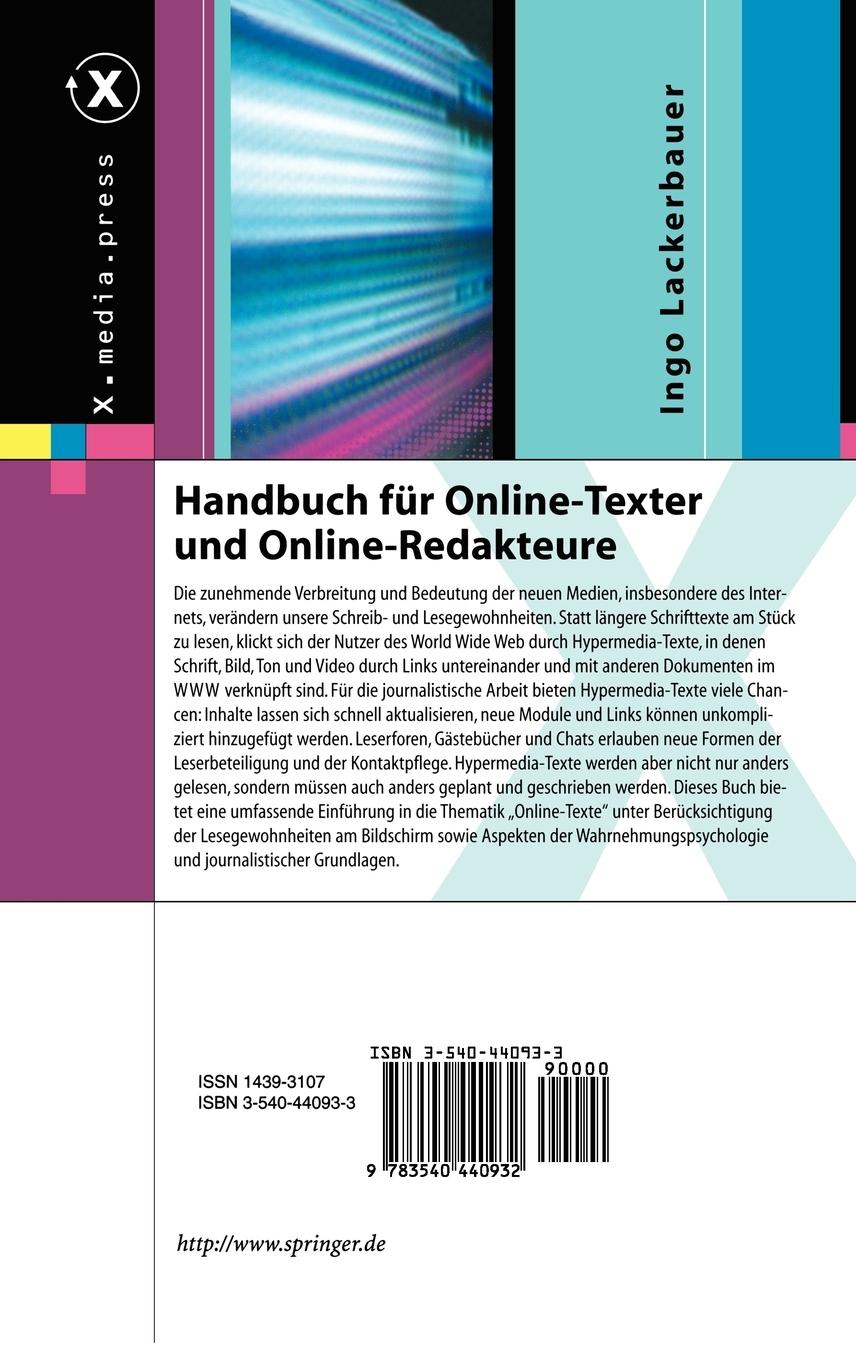 Rückseitencover Handbuch für Online-Texter und Online-Redakteure