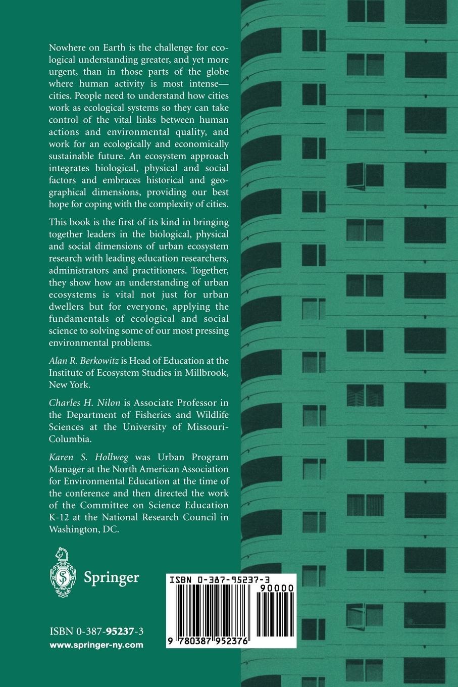 Rückseitencover Understanding Urban Ecosystems