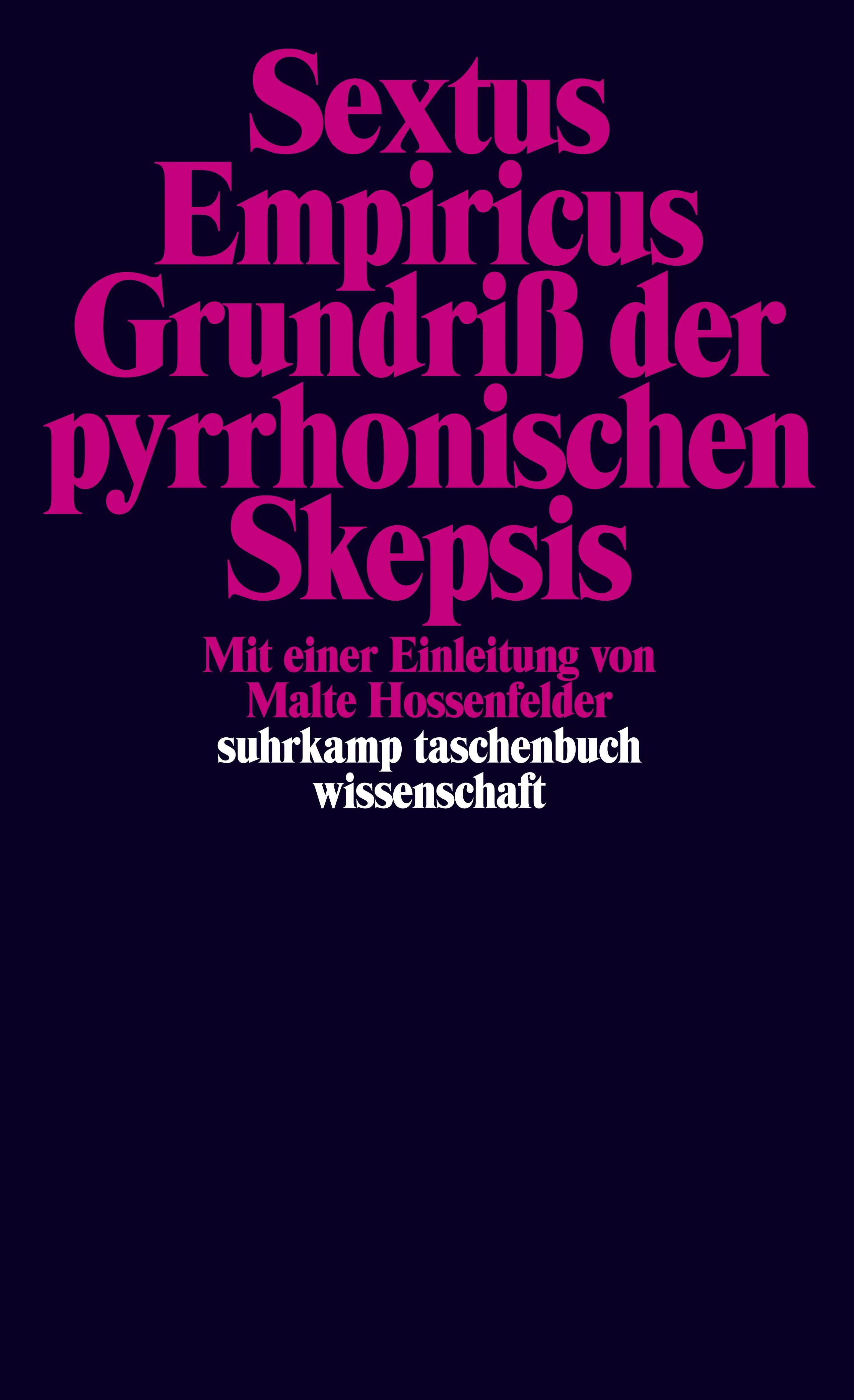 Vorderes Coverbild Grundriß der pyrrhonischen Skepsis