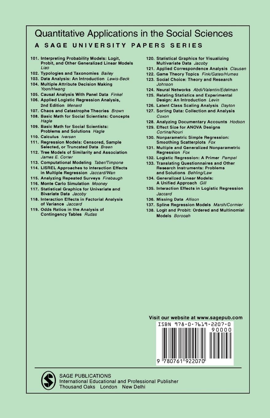 Rückseitencover Interaction Effects in Logistic Regression