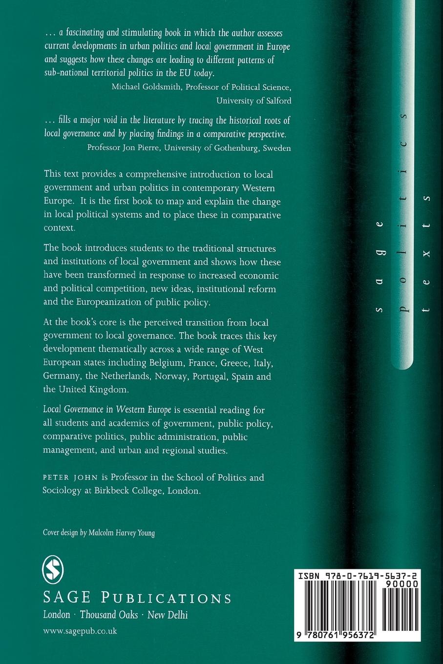 Rückseitencover Local Governance in Western Europe