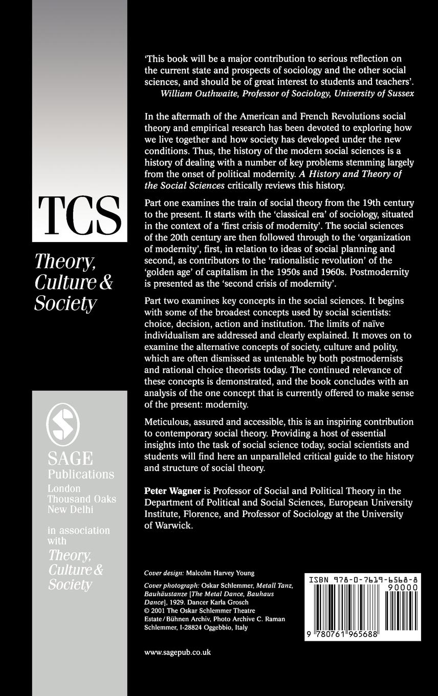 Rückseitencover A History and Theory of the Social Sciences