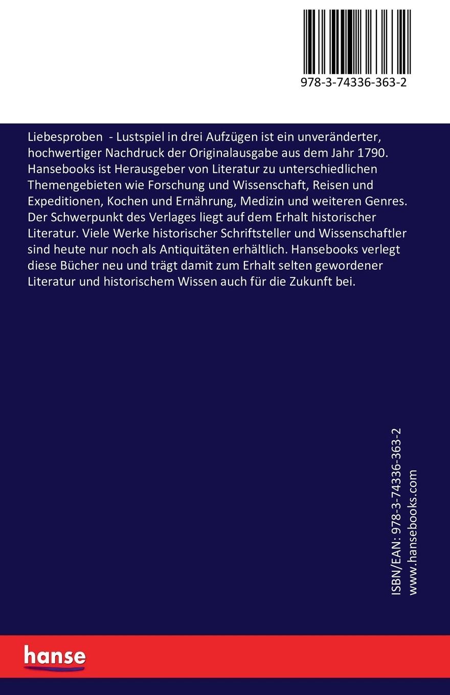 Rückseitencover Liebesproben