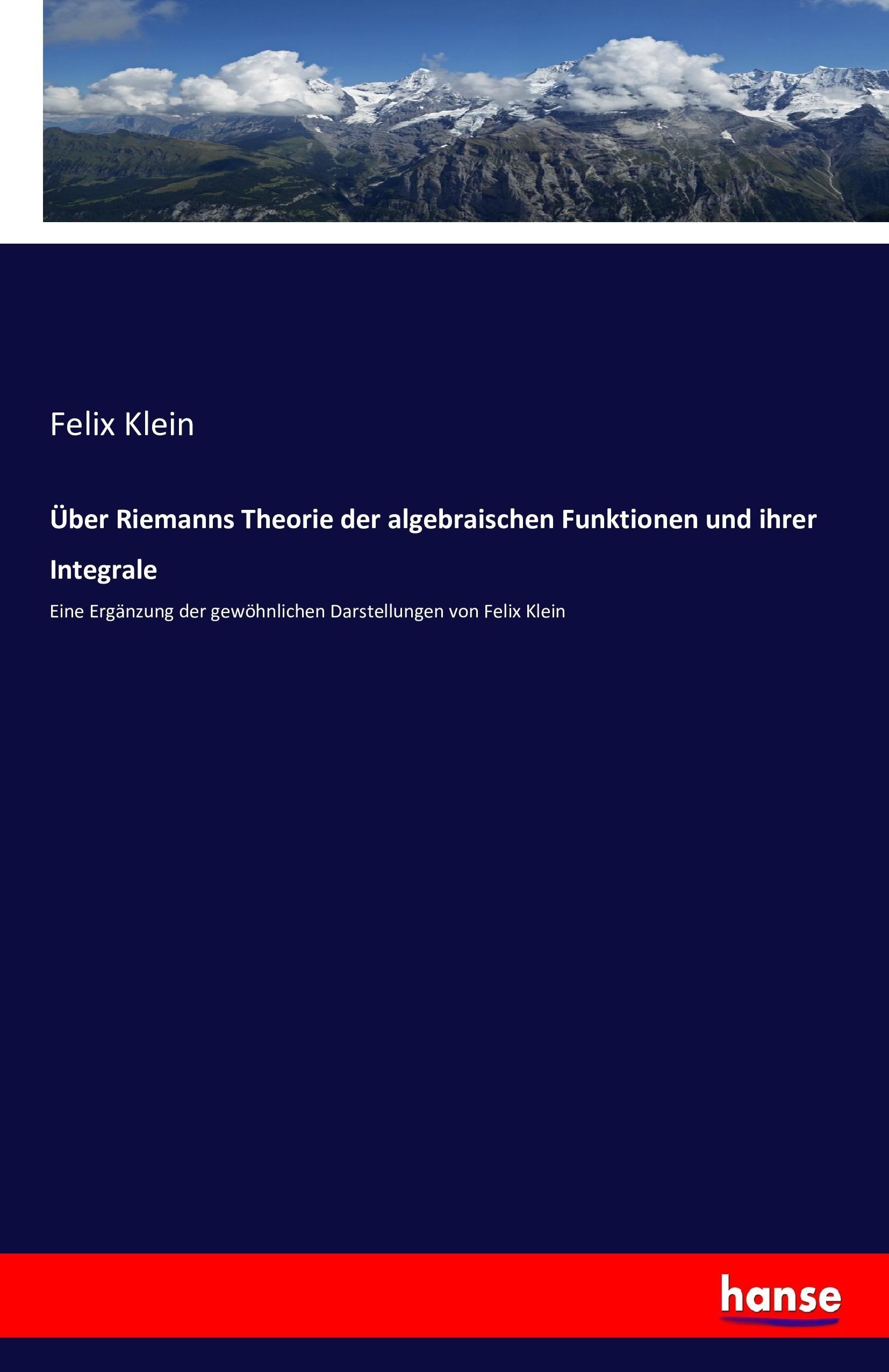 Vorderes Coverbild Über Riemanns Theorie der algebraischen Funktionen und ihrer Integrale
