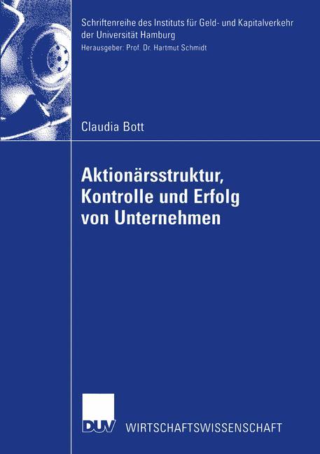 Vorderes Coverbild Aktionärsstruktur, Kontrolle und Erfolg von Unternehmen