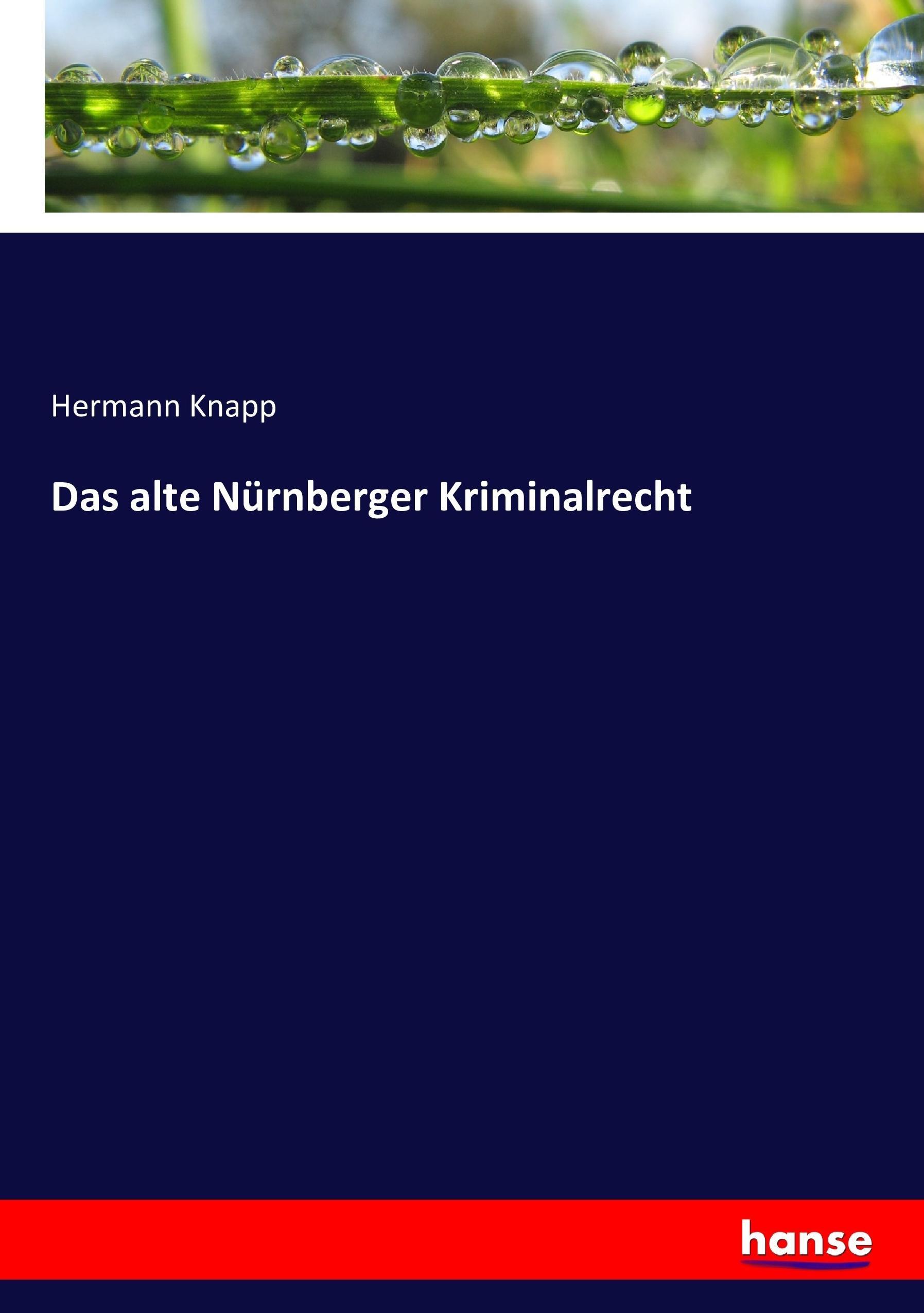 Vorderes Coverbild Das alte Nürnberger Kriminalrecht