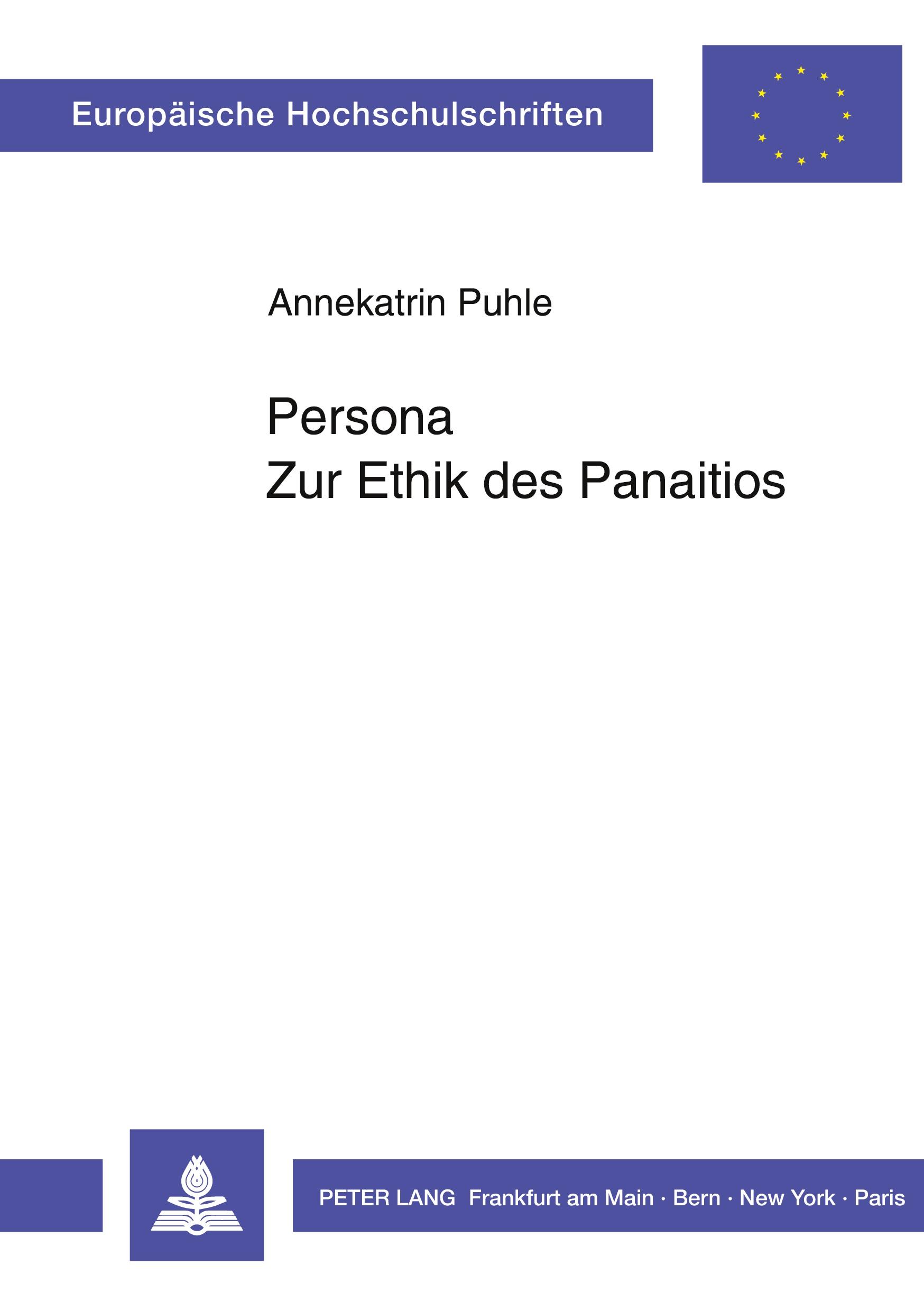 Vorderes Coverbild Persona. Zur Ethik des Panaitios