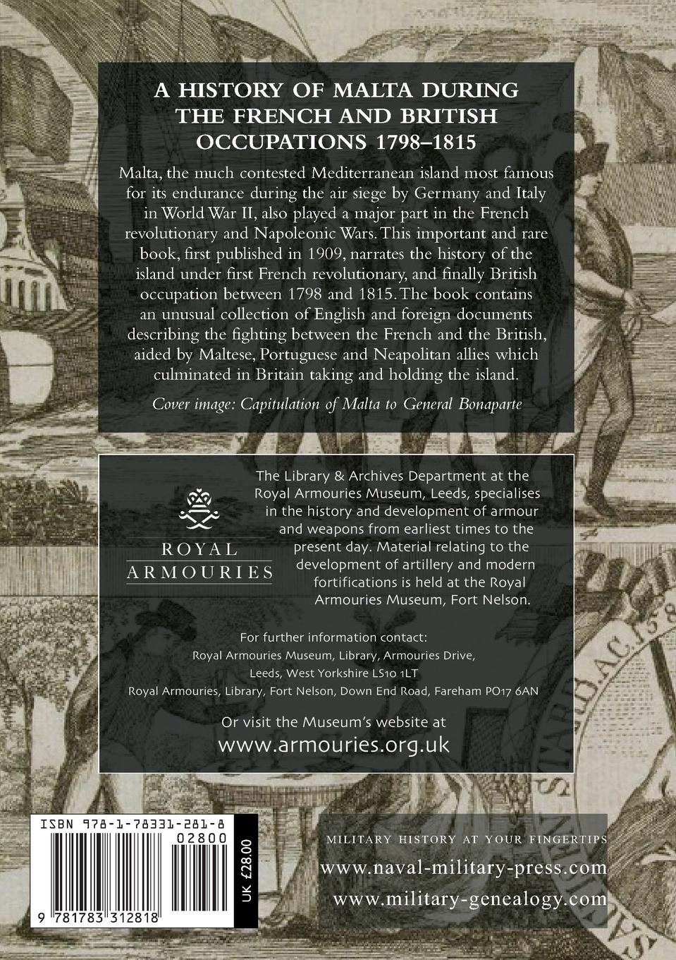 Rückseitencover A HISTORY OF MALTA DURING THE FRENCH AND BRITISH OCCUPATIONS 1798-1815