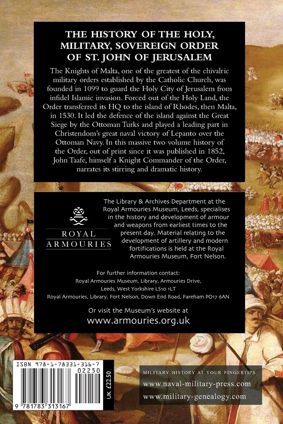 Rückseitencover THE HISTORY OF THE HOLY, MILITARY, SOVEREIGN ORDER OF ST. JOHN OF JERUSALEM