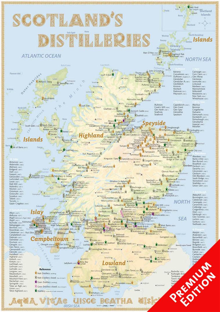 Vorderes Coverbild Whisky Distilleries Scotland - Poster 42x60cm - Premium Edition