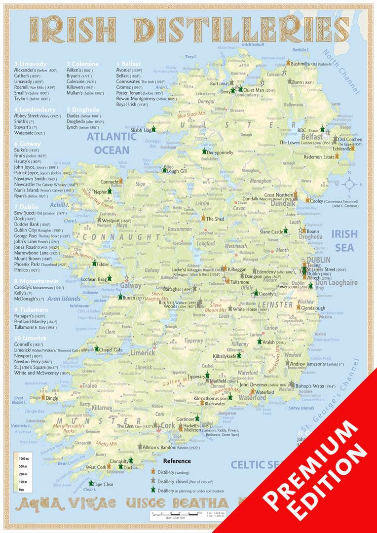 Vorderes Coverbild Whiskey Distilleries Ireland - Poster 42x60cm - Premium Edition