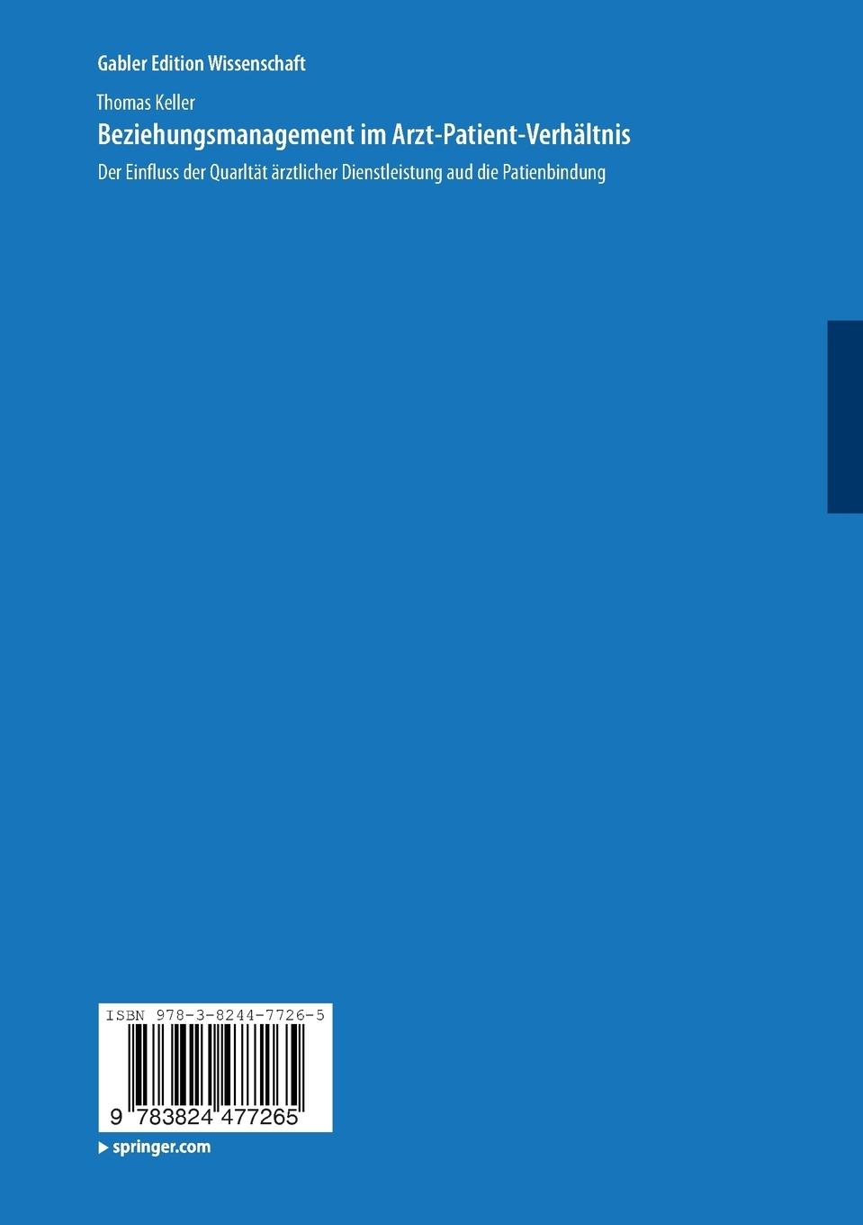 Rückseitencover Beziehungsmanagement im Arzt-Patient-Verhältnis