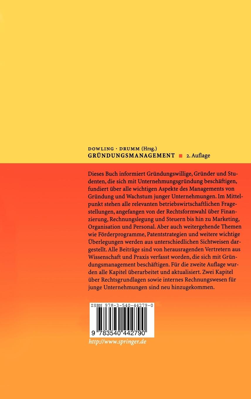 Rückseitencover Gründungsmanagement
