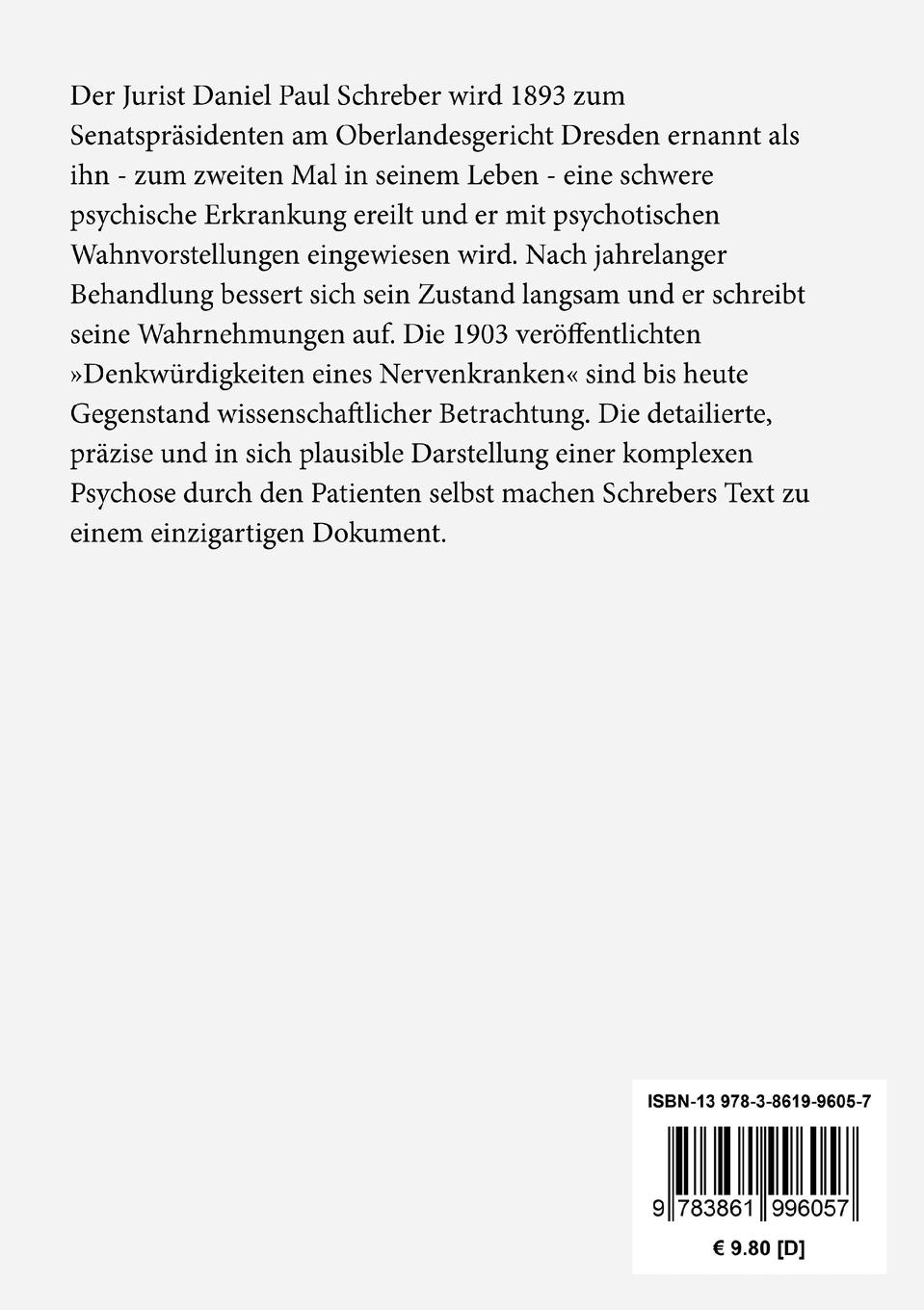 Rückseitencover Denkwürdigkeiten eines Nervenkranken