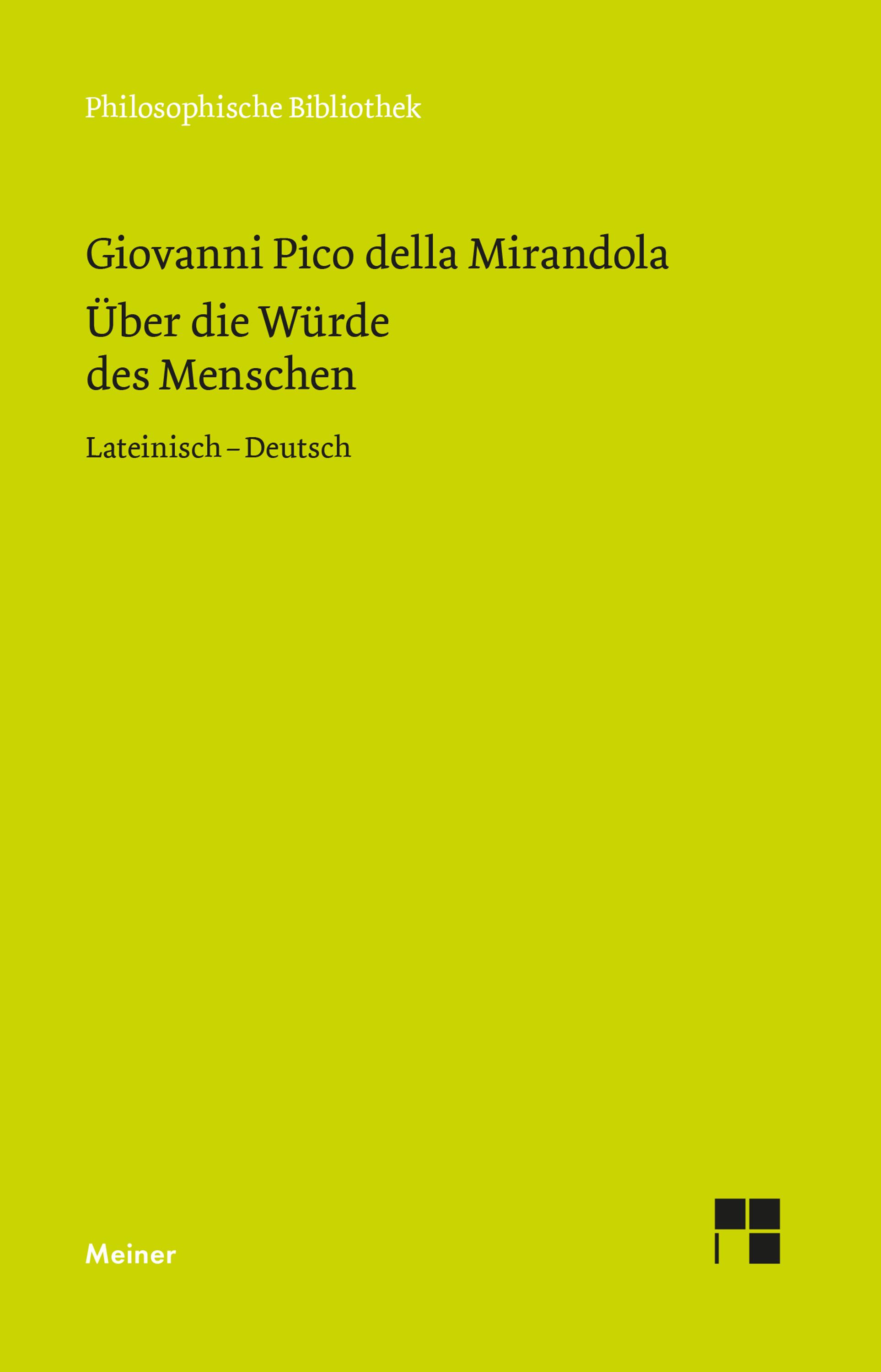 Vorderes Coverbild Über die Würde des Menschen. De hominis dignitate