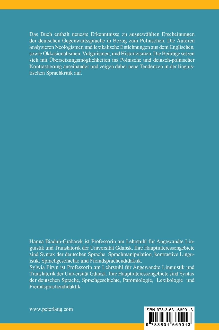 Rückseitencover Neue Forschungen zur deutschen Sprache nach der Wende