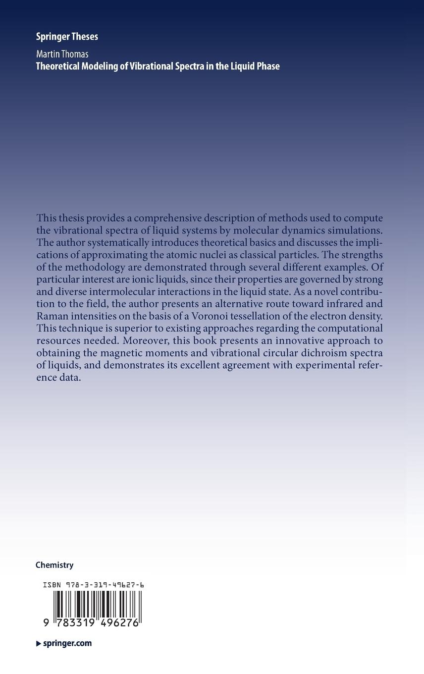 Rückseitencover Theoretical Modeling of Vibrational Spectra in the Liquid Phase