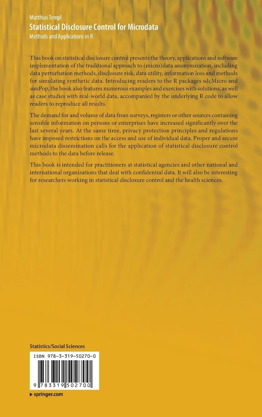 Rückseitencover Statistical Disclosure Control for Microdata
