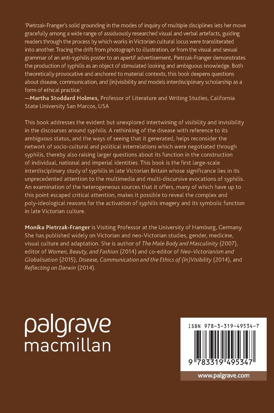 Rückseitencover Syphilis in Victorian Literature and Culture