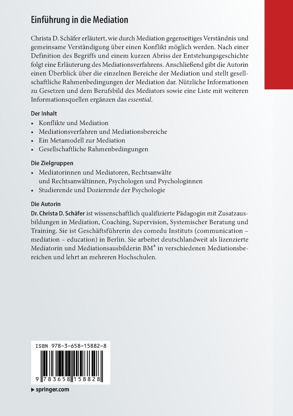 Rückseitencover Einführung in die Mediation